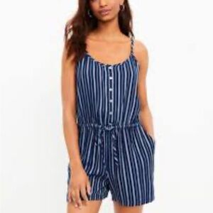 LOFT Blue Striped Romper Size Small